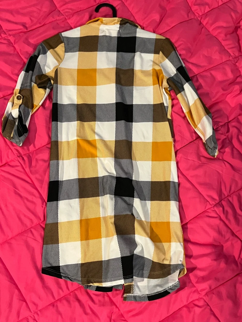 Women's Plaid Button-Down Shirt - Yellow Multi - Picture 3 of 3